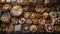 Assorted pies and pastries neatly displayed on a table, AI-generated.