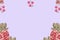 Assorted pink flower border on pink background background concept