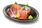 assorted sashimi tuna(medium fatty), salmon, yellowtail, and sea bream. authentic Japanese dining