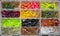 Assorted silicone colorful baits in plastic box for fishing