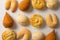 Assorted snacks: Pao de Queijo, Chipa, Coxinha and Empada. Group