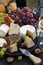 Assorted soft delicacy cheeses and snacks for wine