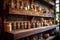 assorted spice jars displayed on rustic shelves