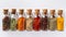 Assorted Spices in Glass Jars on White Background. Generative ai