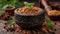 assorted spices on wooden background