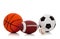 Assorted sports balls on white