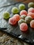 Assorted Sugared Gumdrops on a Slate Plate