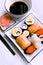 Assorted sushi on plate