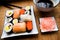 Assorted sushi on plate