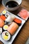 Assorted sushi on plate