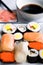 Assorted sushi on plate