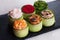 Assorted sushi wrapped in cucumber large masago, shrimp, salmon, crab, Chuka, the six pieces