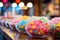 Assorted sweets create a colorful display at the candy store counter