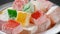 Assorted Turkish delights Rahat lokum. Colorful cubes of Turkish delights.