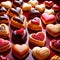 Assorted variety of heart shaped pastries, a sweet treat to celebrate romance, love and Valentine\\\'s day