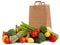 Assorted vegetables with a grocery sack