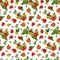 Assorted vegetables seamless pattern, tomatoes red and yellow, illustration. Vegetable print