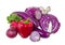 Assorted vegetables in violet gamma.