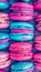 Assorted vibrant macarons create a perfect bakery and dessert background, ideal for concepts.