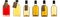Assortment of Bottles with Herbal Tincture or Alcohol Liqour Isolated On White Background Banner
