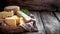 Assortment of Cheese on Wooden Board