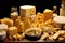 Assortment of Cheeses and Honey on Rustic Board - Savory Delights for Culinary Tastes