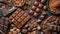 An assortment of chocolates celebrating World Chocolate Day, also known as International Chocolate Day, Ai Generated