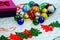 assortment of Christmas balls