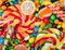 Assortment of colorful candies close-up view