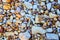 Assortment of colorful and shiny wet pebbles