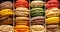 An assortment of colourful French macaroons