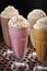 Assortment of Cookies and Cream Shake served in glass isolated on table side view of middle east food