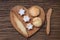 Assortment of Cookies on a Wooden Heart Tray