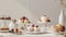 an assortment of delectable desserts beautifully arranged on a modern white table indoors.