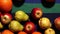 Assortment different fruit vegetarian diet stop motion