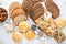 Assortment of different kind of cereal bakery - bread, pasties, buns, with healthy seeds