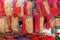 An assortment of dried foodstuff on sale at a market stall for the Chinese New Year celebrations