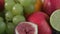 Assortment of exotic fruits on wooden table