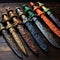 Assortment of fantasy knives in various sizes and colors