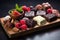 Assortment of fine chocolates with fruit, nuts or other delicious ingredients