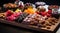 Assortment of fine chocolates with fruit, nuts or other delicious ingredients