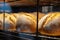 Assortment of fresh baked bread at the bakery shop