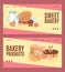 Assortment fresh bakery product, vector illustration. Variety cereals, delicious buns, muffins, pastries close-up. ake