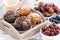 Assortment of fresh delicious muffins and fresh berries