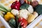 Assortment of fresh raw vegetables, carrots, peppers, cauliflower, broccoli, potatoes, asparagus, corn, tomato - bio agriculture