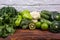 Assortment of fresh vegetables. Variety of green vegetables and fruits