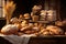 Assortment of freshly baked bread on a rustic wooden table