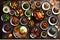 Assortment of gourmet non-vegetarian dishes displayed on a rustic wooden table, highlighting the sizzling flavors