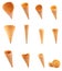 Assortment of icecream cones and cornets