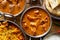 Assortment of indian curry and rice dishes